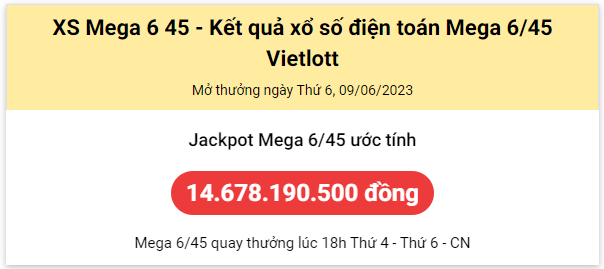 Thống kê Vietlott 09062023 - Phân tích Xổ số Mega 645 Thứ 6 1
