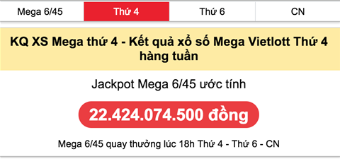 Ket qua XS Mega 6-45 Vietlott Thu 4 Ket qua XS Mega 6-45 Vietlott Thu 4