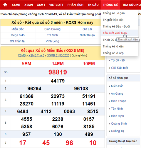 Hướng dẫn xem thống kê tần suất xuất hiện loto Miền Bắc hình ảnh Huong dan xem thong ke tan suat xuat hien loto Mien Bac hinh anh