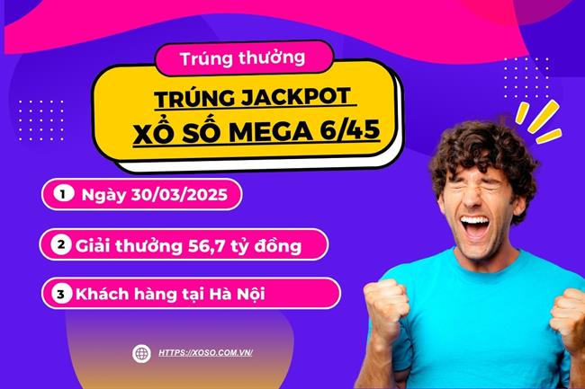 Vietlott Mega 6/45 Nổ Jackpot 56,7 tỷ – Hà Nội trúng lớn